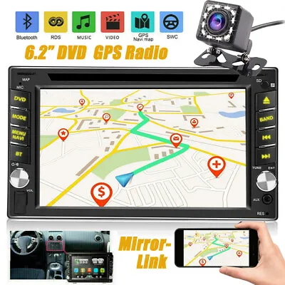 $124.90 • Buy Backup Camera GPS Double 2Din Car Stereo Radio CD DVD Player Bluetooth With Map+