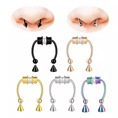 Magnetic Septum Fake Nose Rings Clip On Hoop No Pierced Stainless Steel Jewelry • $1.87