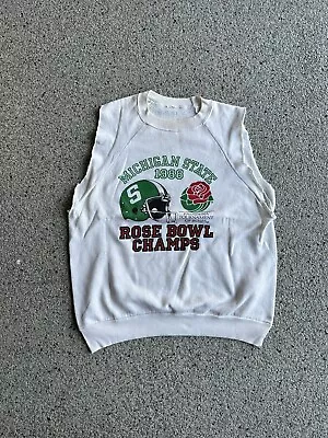 Vintage 80s Michigan State Rose Bowl Champs Sweatshirt Gym Workout White Size M • $28