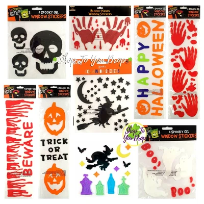 £3.50 • Buy HALLOWEEN WINDOW GELS Blood Bloody Hands Witch Ghost Skull Boo Ghost Pumpkin👻