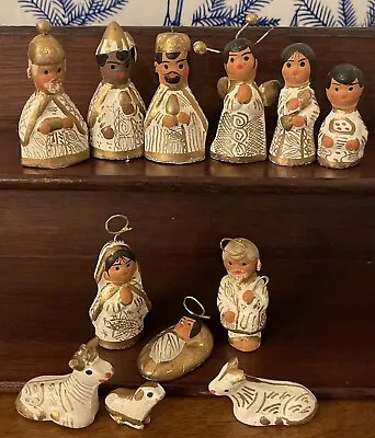 Vintage Miniature Handmade Clay Folk Art Nativity Set Made In Mexico • $20