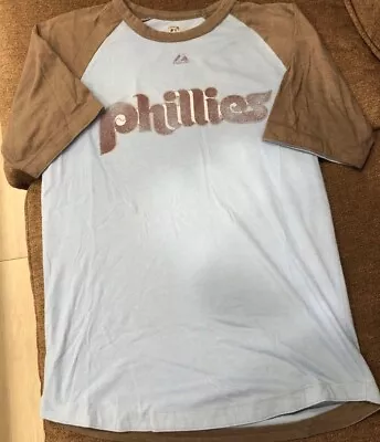 VINTAGE PHILADELPHIA PHILLIES MLB Baseball #32 STEVE CARLTON T-Shirt MENS MEDIUM • $28