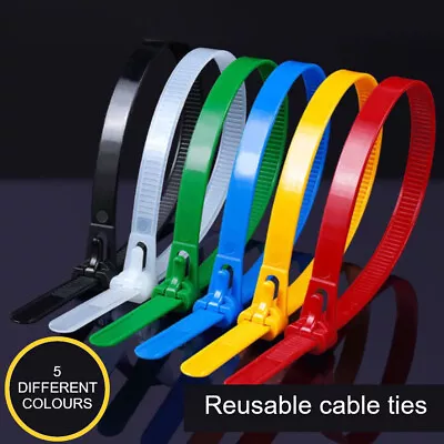 Releasable Reusable Cable Ties 7.6mm Or 4.8mm Wide Nylon Zip Tie Wraps • £2.99