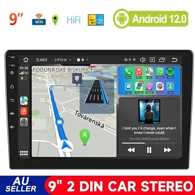 9 Inch Android 12.0 CarPlay Car Stereo Radio 2 DIN FM RDS GPS Head Unit + Camera • $128.98