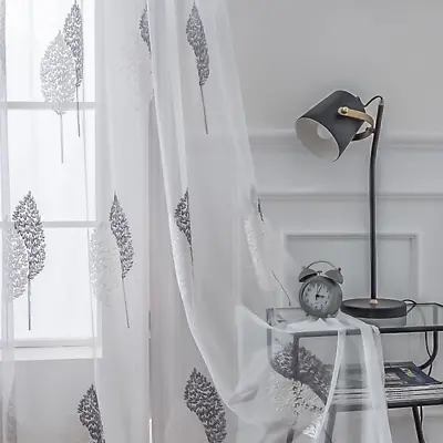 £29.26 • Buy Embroidery Window Yarn Balcony Curtain Tulle Voile Organza Sheer Curtain Fabrics