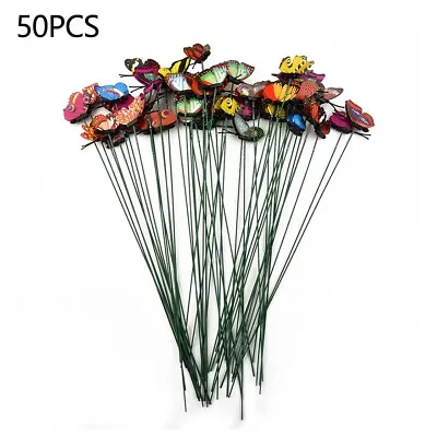 50*Butterfly Metal Stake Patio Lawn Yard Art Flower Pot Garden Decor • $12.49