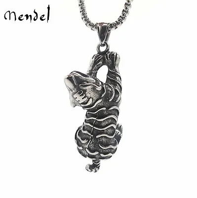 $11.99 • Buy MENDEL Stainless Steel Mens Biker Tiger Head Figure Pendant Necklace Jewelry Men