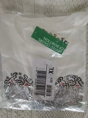 UNITED COLORS OF BENETTON X KEITH HARING WHITE T SHIRT - SIZE M - NEW WITH TAGS • £27.49