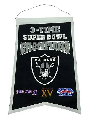 Winning Streak Oakland Raiders NFL 3-Time Super Bowl Champions Wool Banner • $39.99