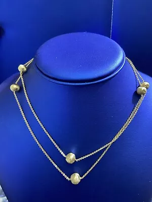 H.Stern 18K Yellow Gold Textured Ball Station Necklace 31” Long / Rare • £2309.27