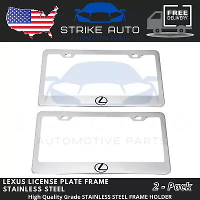 2x Black Logo Stainless Steel Chrome License Plate Frame Holder New For LEXUS • $22.99