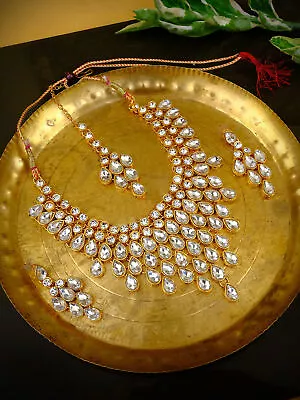 Indian Kundan Jewelry Sets Gold Plated Women Wedding Bridal Heavy Necklaces • $21.99