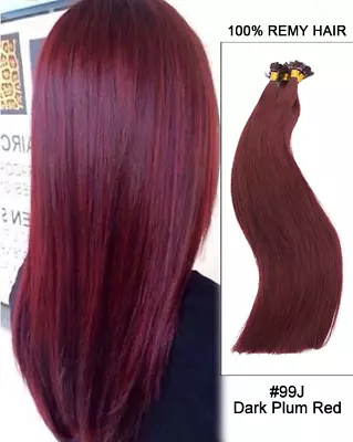 35-65cm Flat Tip Hair Extensions Fusion Keratin Human Hair Extension Brown Black • $118.38