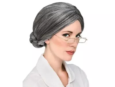 Old Lady/ Mrs. Santa Claus Character Grey Bun Wig • $10.95