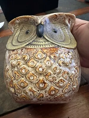 Vintage Brown Ceramic Owl Night Light Table Lamp Switch Cord Tested Works • $17