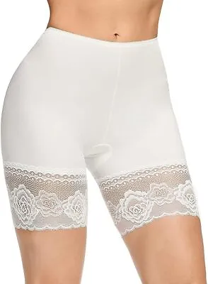 Women's Anti Chafing Lace Slip Shorts Seamless Safety Pants Under Skirt White • £10.50