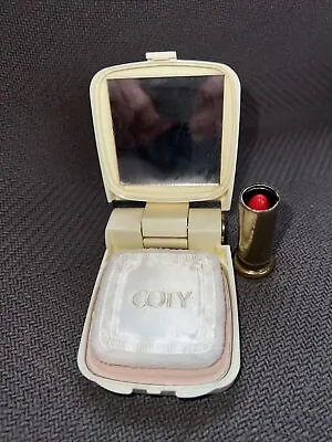 Vtg Coty Lipstick Flame Red Duet Compact Makeup  Pressed Powder Combo • $22.50
