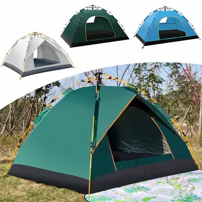 3-4 People Man Outdoor Pop Up Tent Water-Resistant Instant Camping Tent House UK • £25.99