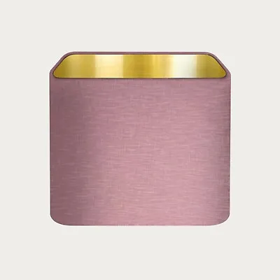 £37.50 • Buy Lampshade Mauve Textured 100% Linen Brushed Gold Rounded Square Light Shade