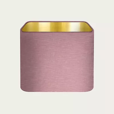 Lampshade Mauve Textured 100% Linen Brushed Gold Rounded Square Light Shade • £38.50