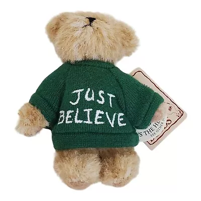 Boyds Mini Message Thinkin Of Ya Just Believe Green Sweater Plush Bear 3.5  • $39.99