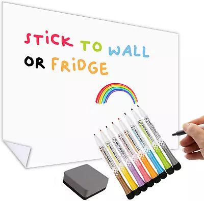 Self Adhesive Laminated Wall Planner Whiteboard Dry Wipe Reusable Sticky Backing • £18.49