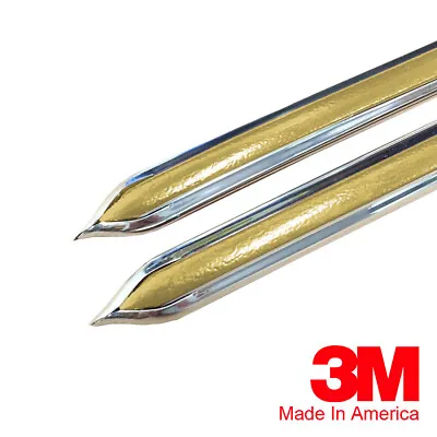$59.99 • Buy Vintage Style 5/8  Gold & Chrome Side Body Trim Molding - Formed Pointed Ends