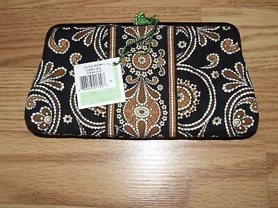 NWT Vera Bradley Double Kisslock Clutch Wallet 2 Compartment Caffe Latte Paisley • $29.95