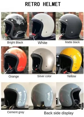 3/4 Motorcycle Handmade Moto Helmet Fiberglass Scooter Bike Retro Open Face 800g • $69.60