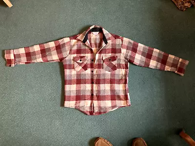 Frostproof Wool Plaid Shirt/Jacket Maroon Gray White • $19.99