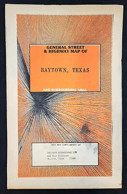 Vintage GENERAL STREET & HIGHWAY MAP OF Baytown Texas TX Fold-Out Map • $9.95