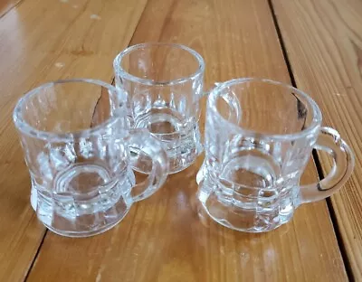 Lot Of 3  Clear Mini Beer Mug Shot Glasses F In Shield On Bottom Of One Glass • $7.94
