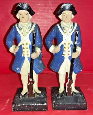 Vintage Cast Iron Revolutionary War “Colonial Soldier” Bookends Pair • $75