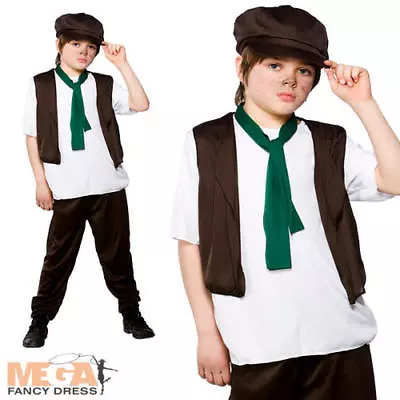 Victorian Poor Boy Fancy Dress Up Oliver Twist Kids Childrens Outfit + Hat 3-10 • £9.99