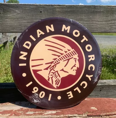 Indian Round Logo Motorcycles Vintage Sign Tin Metal Wall Garage Rustic • $16.95