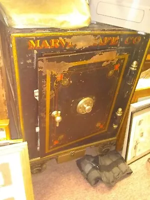 Antique 1881 Marvin Safe Company Hand-painted Large 35 Inch Floor Safe • $900