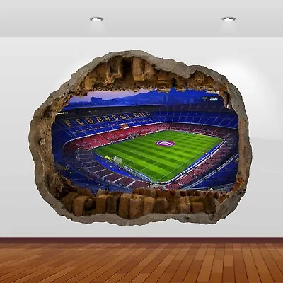 £10.99 • Buy Lionel Messi Nou Camp Football / Club Stadium 3D Smashed Wall Sticker Poster 795