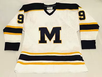 MICHIGAN WOLVERINES HOCKEY JERSEY Large Home White #9 Pedersons 1989 Excellent • $99.99