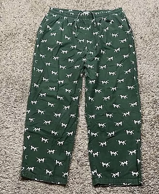 L L Bean Plaid Dogs Cotton Pockets Flannel Pajama Lounge Pants Mens Sz XL Green • $18