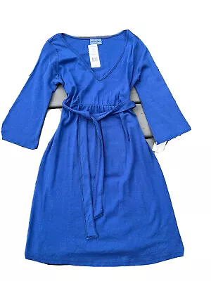 NEW Michael Stars Blue Belted 3/4 Sleeve Made In USA Maternity Dress Size Most • $19.99