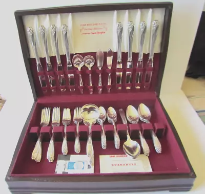 1847 ROGERS BROS  58 PC Silver-plate Silverware - Daffodil Pattern W/ Box • $149.95