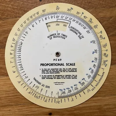 C-Thru Ruler Company Proportional Scale Circular Slide Rule PS 69 5  USA Made • $7.99