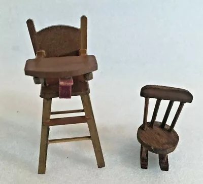 Vintage Wood Doll House Child's Rocking Chair & High Chair • $7.99