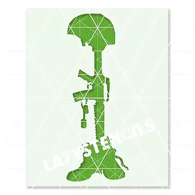 Battlefield Battle Cross Gun Stencil - Reusable & Durable - ARMY Military USA • $23.99