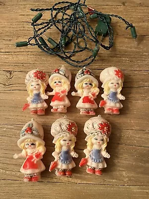 7 Vintage Plastic Blow Mold Christmas Girl String Light Covers HOLLY HOBBIE • $20