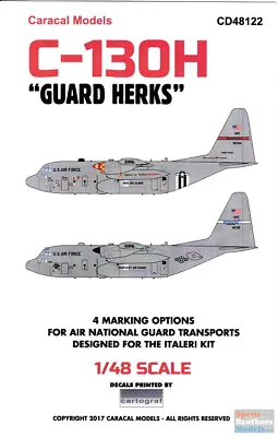 CARCD48122 1:48 Caracal Models Decals - C-130H Hercules 'Guard Herks' • $22.59