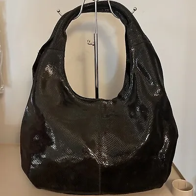 Maxine Couture Leather Hobo Hand Bag ( Black Embossed Skin Texture ) • $45