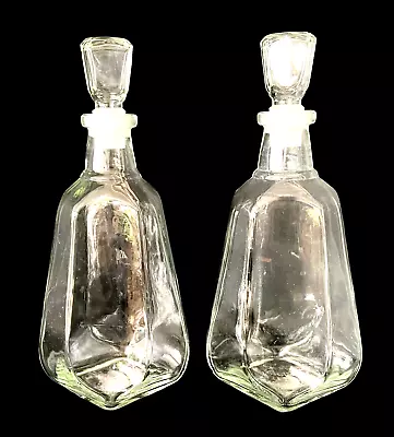 2 Crystal Liquor Bottle DECANTERS Unique Heavy Glass Decanters W/Stoppers 750 ML • $59.95