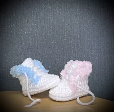 £6.99 • Buy Crochet Baby Shoes Handmade Crochet Wool Baby Booties Sneakers Slippers