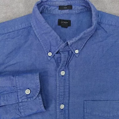 J Crew Shirt Mens Large SLIM FIT Oxford Blue Button Down Cotton • $14.99